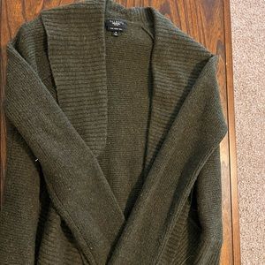 Talbots Merino Wooo Olive Green Open Front Cozy Cardigan Size Medium